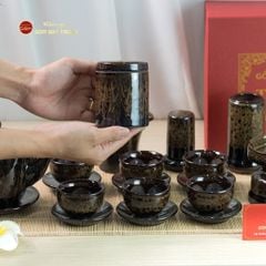 Bộ Ấm Chén Đại Mã Não Lòng Hoa