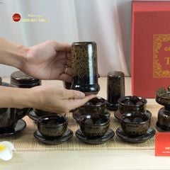 Bộ Phụ Kiện Trà Đại Mã Não Lòng Hoa