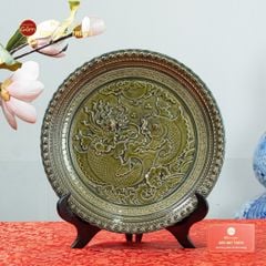 Đĩa Trưng Bày Đắp Nổi Cá Chép Hóa Rồng