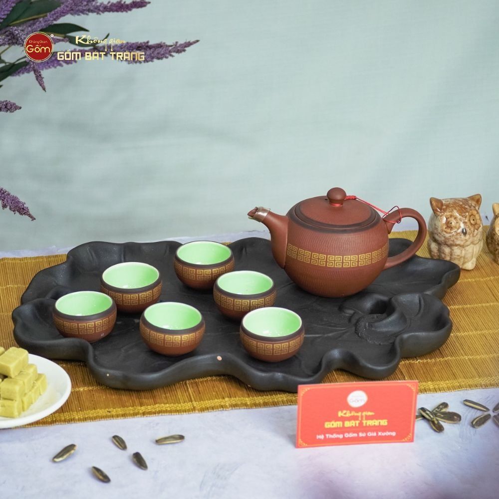 Khay Trà Gốm Sen Dài