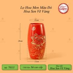 Lọ Hoa Men Màu Hoa Sen Vẽ Vàng
