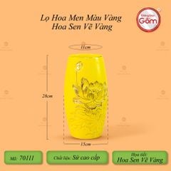 Lọ Hoa Men Màu Hoa Sen Vẽ Vàng