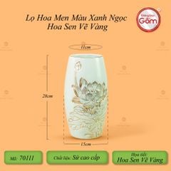 Lọ Hoa Men Màu Hoa Sen Vẽ Vàng