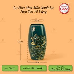 Lọ Hoa Men Màu Hoa Sen Vẽ Vàng