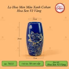 Lọ Hoa Men Màu Hoa Sen Vẽ Vàng