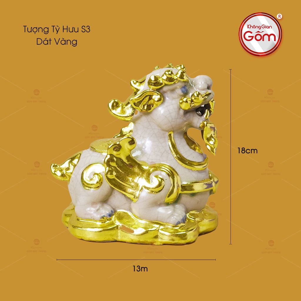 Tỳ Hưu Gốm Sứ Phong Thủy Dát Vàng