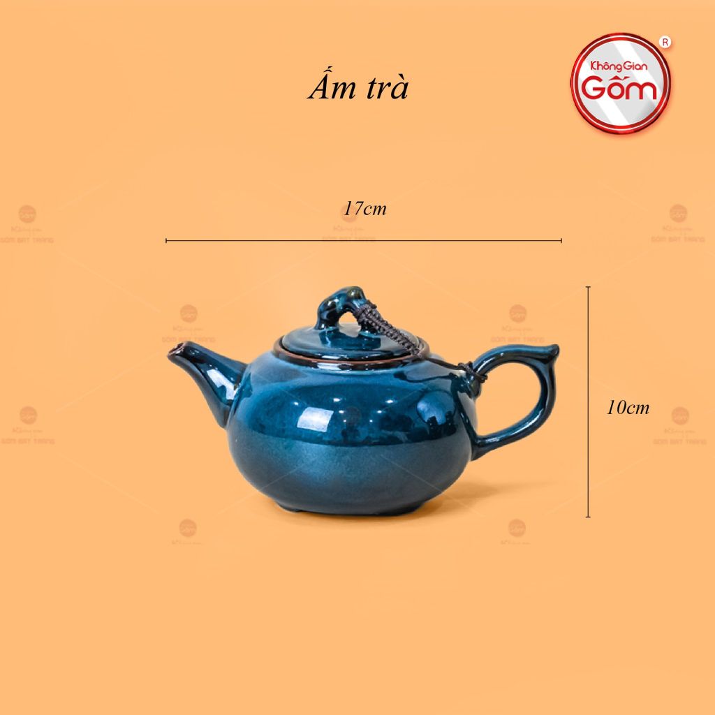Bộ Ấm Trà Quả Hồng Xanh Men Hỏa Biến