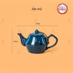 Bộ Ấm Trà Đĩa Xanh Hoa Men Hỏa Biến
