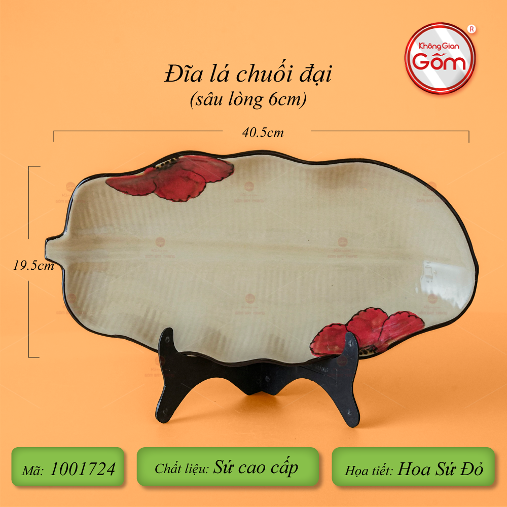 Đĩa Lá Chuối Đại Hoa Sứ Đỏ