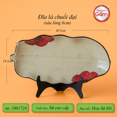 Đĩa Lá Chuối Đại Hoa Sứ Đỏ
