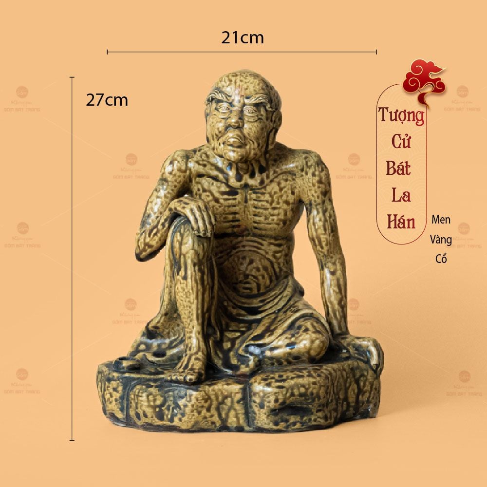 Bộ Tượng Thập Bát La Hán Men Vàng Cổ