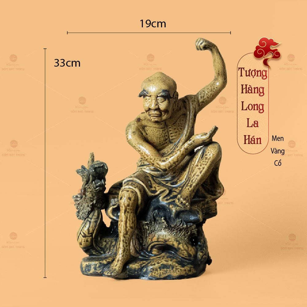 Bộ Tượng Thập Bát La Hán Men Vàng Cổ