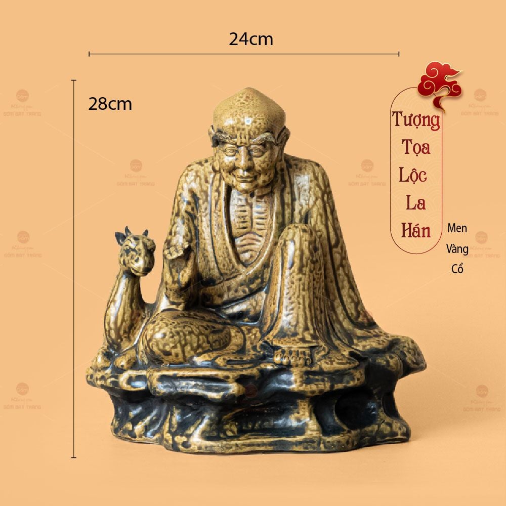 Bộ Tượng Thập Bát La Hán Men Vàng Cổ