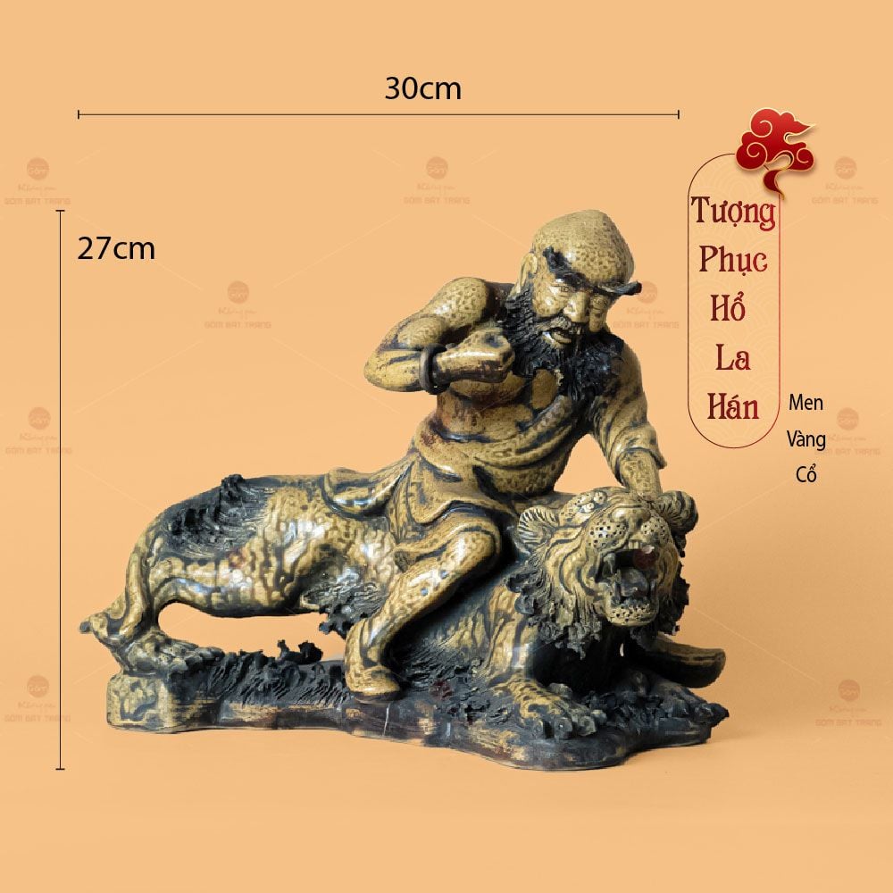 Bộ Tượng Thập Bát La Hán Men Vàng Cổ