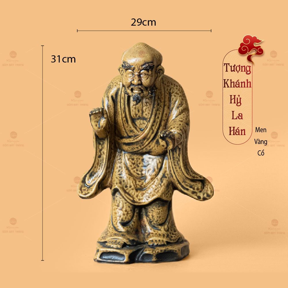 Bộ Tượng Thập Bát La Hán Men Vàng Cổ