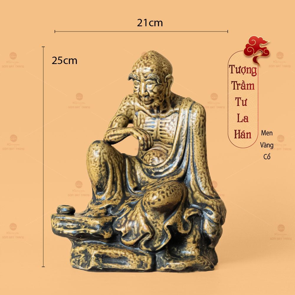 Bộ Tượng Thập Bát La Hán Men Vàng Cổ