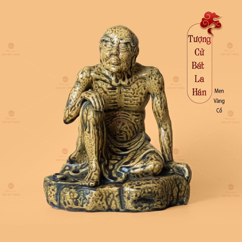 Bộ Tượng Thập Bát La Hán Men Vàng Cổ