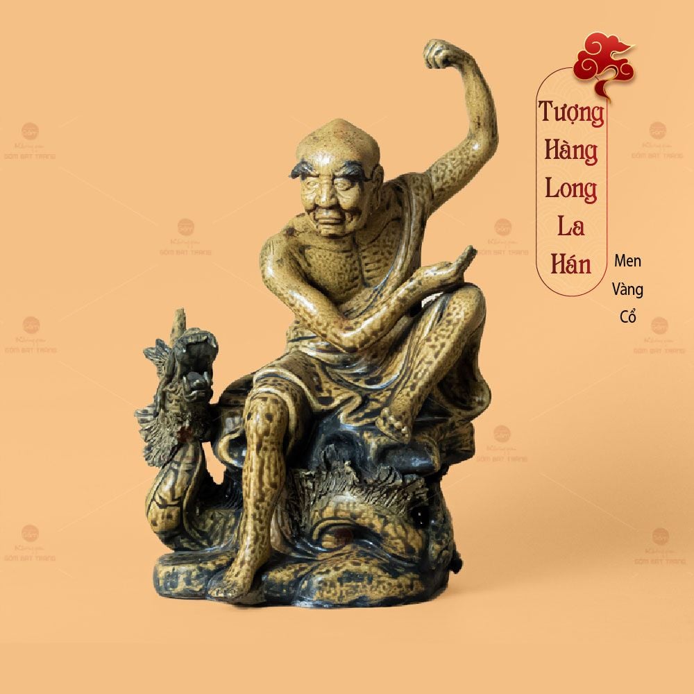 Bộ Tượng Thập Bát La Hán Men Vàng Cổ