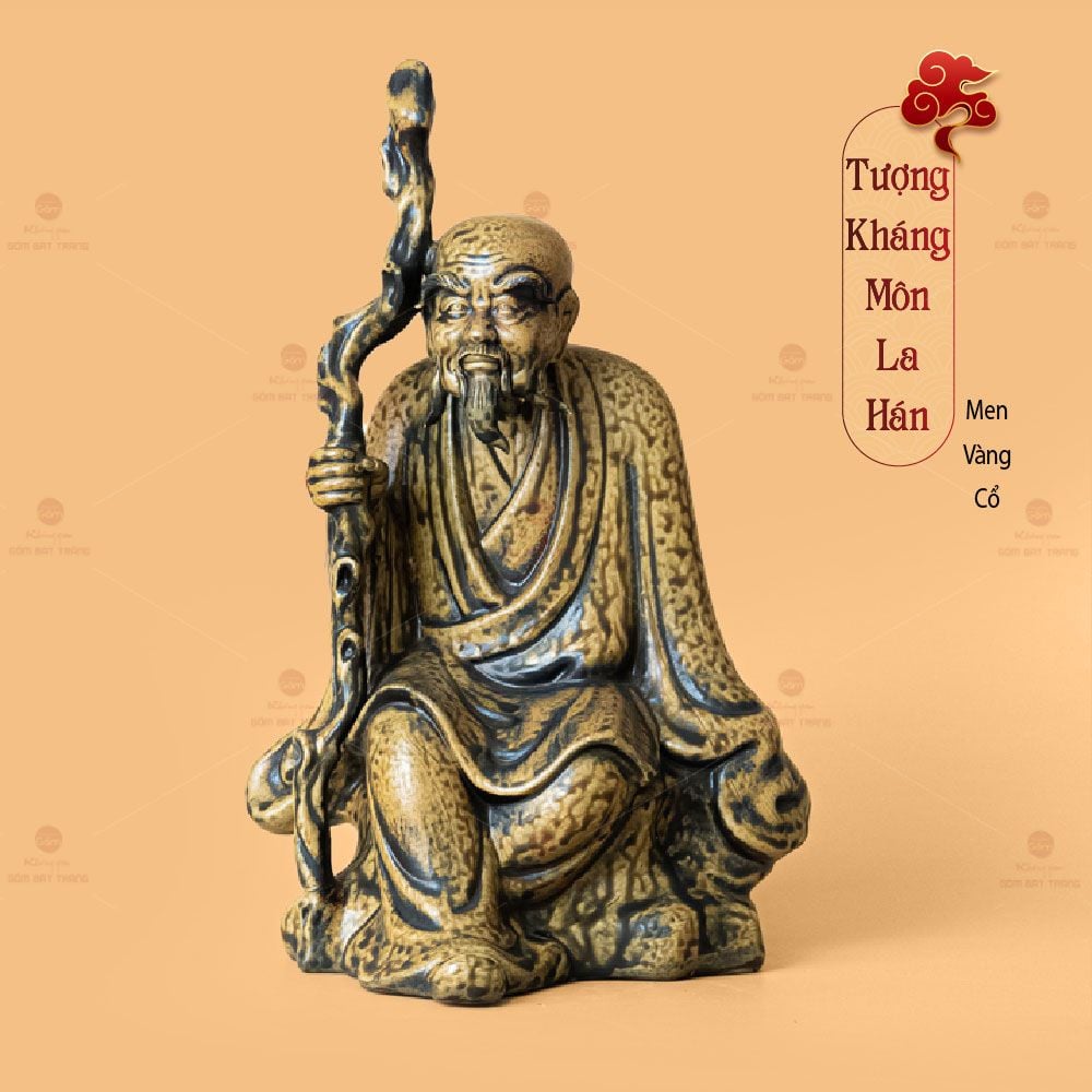 Bộ Tượng Thập Bát La Hán Men Vàng Cổ