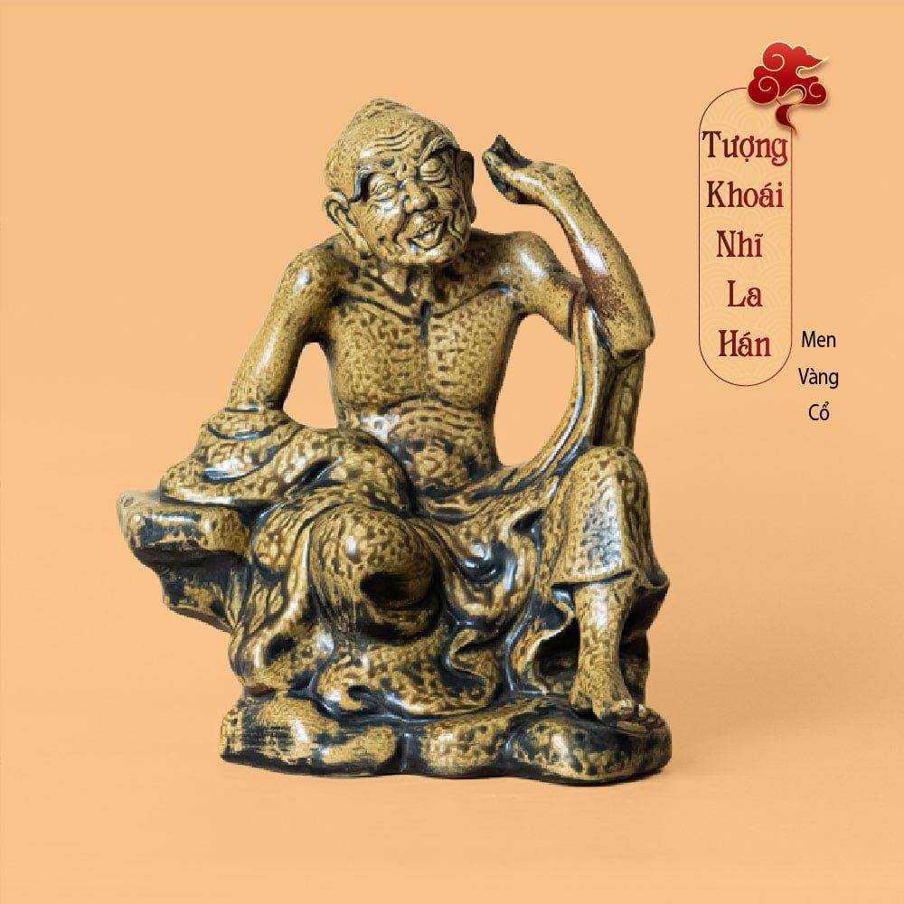 Bộ Tượng Thập Bát La Hán Men Vàng Cổ