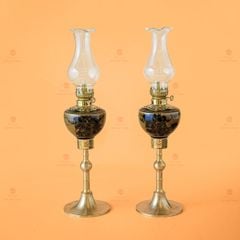 Đèn Dầu Thờ Chân Đồng Vẽ Đào