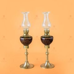 Đèn Dầu Thờ Chân Đồng Vẽ Hoa Sen