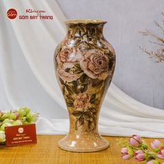 Lọ Bầu Hoa Hồng Vẽ Tay