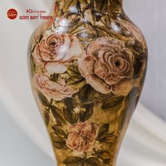 Lọ Bầu Hoa Hồng Vẽ Tay