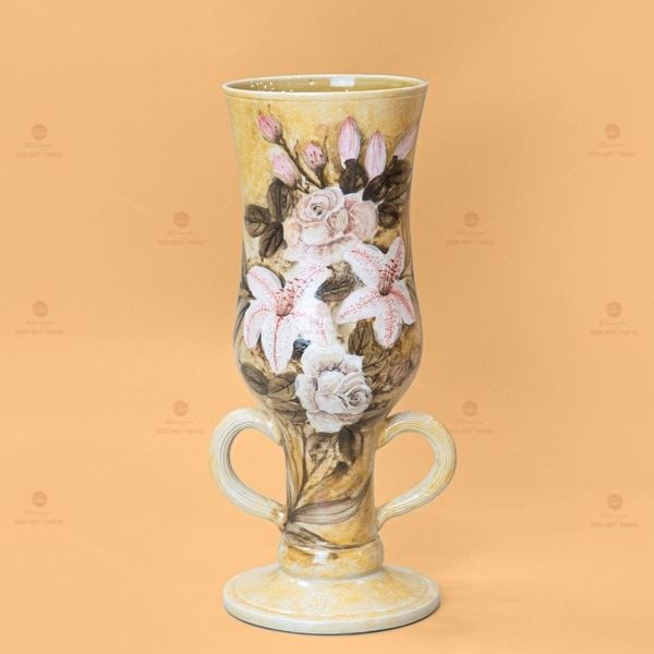 Lọ Cúp Hoa Hồng Vẽ Tay