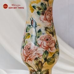 Lọ Dáng Huệ Vẽ Tay Mẫu Đơn Hồng