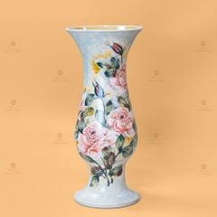 Lọ Dáng Huệ Vẽ Tay Mẫu Đơn Hồng