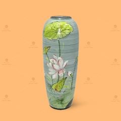 Lọ hoa dáng bom họa tiết hoa sen