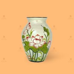 Lọ hoa dáng chóe họa tiết hoa sen vẽ tay