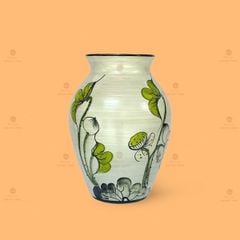 Lọ hoa dáng chóe họa tiết lá sen vẽ tay