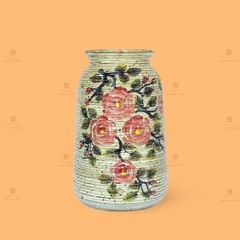 Lọ hoa dáng trụ hoa hồng vẽ tay