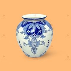 Lọ hoa dáng vò men lam vẽ dây xanh