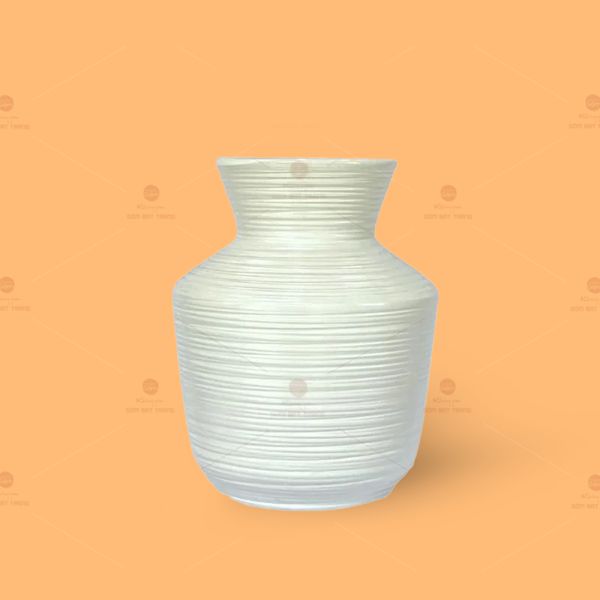Lọ hoa dáng vuông men vân ganh trắng