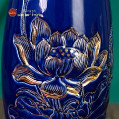 Lọ Hoa Men Màu Hoa Sen Vẽ Vàng