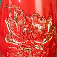 Lọ Hoa Men Màu Hoa Sen Vẽ Vàng