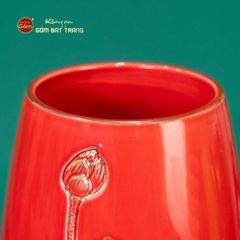 Lọ Hoa Men Màu Hoa Sen Vẽ Vàng