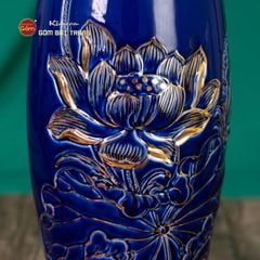 Lọ Hoa Men Màu Hoa Sen Vẽ Vàng