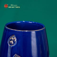 Lọ Hoa Men Màu Hoa Sen Vẽ Vàng