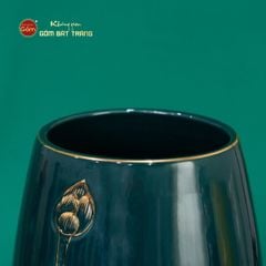 Lọ Hoa Men Màu Hoa Sen Vẽ Vàng
