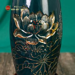 Lọ Hoa Men Màu Hoa Sen Vẽ Vàng