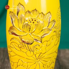 Lọ Hoa Men Màu Hoa Sen Vẽ Vàng