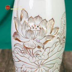 Lọ Hoa Men Màu Hoa Sen Vẽ Vàng