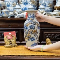 Lọ Hoa Thờ Men Rạn Nổi Họa Tiết Cá Chép Hóa Rồng