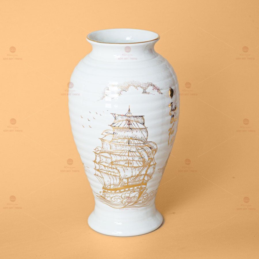 Lọ Hoa Thuận Buồm Xuôi Gió Vẽ Vàng