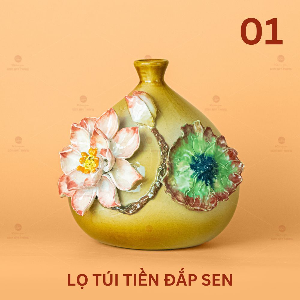 Lọ Hoa Túi Tiền Đắp Sen