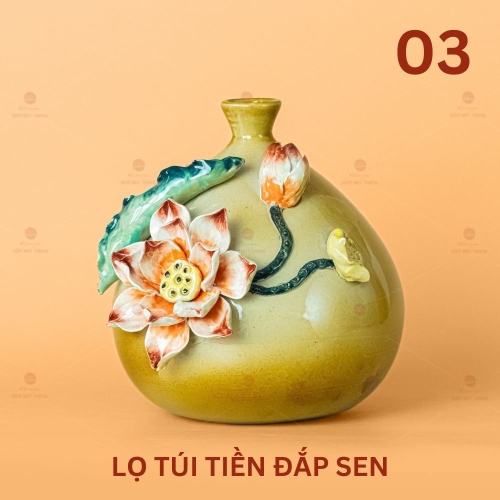 Lọ Hoa Túi Tiền Đắp Sen